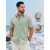 image:imageCOOFANDY Mens Button Down Shirts Short Sleeve Casual Cotton ShirtsLight Green