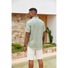 image:imageCOOFANDY Mens Button Down Shirts Short Sleeve Casual Cotton ShirtsLight Green