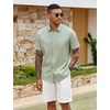 image:imageCOOFANDY Mens Button Down Shirts Short Sleeve Casual Cotton ShirtsLight Green