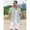 image:imageCOOFANDY Mens Button Down Shirts Short Sleeve Casual Cotton ShirtsLight Green