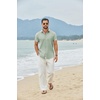 image:imageCOOFANDY Mens Button Down Shirts Short Sleeve Casual Cotton ShirtsLight Greenplaid