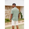 image:imageCOOFANDY Mens Button Down Shirts Short Sleeve Casual Cotton ShirtsLight Greenplaid