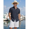 image:imageCOOFANDY Mens Button Down Shirts Short Sleeve Casual Cotton ShirtsNavy Blue