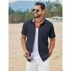 image:imageCOOFANDY Mens Button Down Shirts Short Sleeve Casual Cotton ShirtsNavy Blue