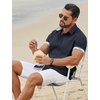 image:imageCOOFANDY Mens Button Down Shirts Short Sleeve Casual Cotton ShirtsNavy Blue