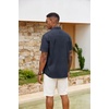image:imageCOOFANDY Mens Button Down Shirts Short Sleeve Casual Cotton ShirtsNavy Blue