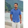 image:imageCOOFANDY Mens Button Down Shirts Short Sleeve Casual Cotton ShirtsOcean Blue