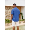 image:imageCOOFANDY Mens Button Down Shirts Short Sleeve Casual Cotton ShirtsOcean Blue