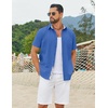 image:imageCOOFANDY Mens Button Down Shirts Short Sleeve Casual Cotton ShirtsOcean Blue
