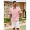 image:imageCOOFANDY Mens Button Down Shirts Short Sleeve Casual Cotton ShirtsPink