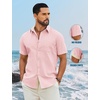 image:imageCOOFANDY Mens Button Down Shirts Short Sleeve Casual Cotton ShirtsPink