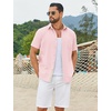 image:imageCOOFANDY Mens Button Down Shirts Short Sleeve Casual Cotton ShirtsPink
