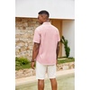 image:imageCOOFANDY Mens Button Down Shirts Short Sleeve Casual Cotton ShirtsPink