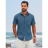 image:imageCOOFANDY Mens Button Down Shirts Short Sleeve Casual Cotton ShirtsSea Blue