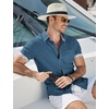 image:imageCOOFANDY Mens Button Down Shirts Short Sleeve Casual Cotton ShirtsSea Blue