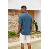 image:imageCOOFANDY Mens Button Down Shirts Short Sleeve Casual Cotton ShirtsSea Blue