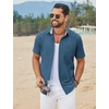 image:imageCOOFANDY Mens Button Down Shirts Short Sleeve Casual Cotton ShirtsSea Blue