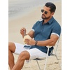 image:imageCOOFANDY Mens Button Down Shirts Short Sleeve Casual Cotton ShirtsSea Blue