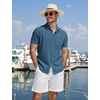 image:imageCOOFANDY Mens Button Down Shirts Short Sleeve Casual Cotton ShirtsSea Blue