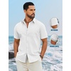 image:imageCOOFANDY Mens Button Down Shirts Short Sleeve Casual Cotton ShirtsWhite