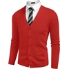 image:imageCOOFANDY Mens Cardigan Sweater Long Sleeve Lightweight V Neck Knit CardiganRed