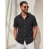 image:imageCOOFANDY Mens Casual Button Down Shirt Short Sleeve Summer Beach ShirtsBlack