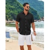 image:imageCOOFANDY Mens Casual Button Down Shirt Short Sleeve Summer Beach ShirtsBlack
