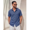 image:imageCOOFANDY Mens Casual Button Down Shirt Short Sleeve Summer Beach ShirtsBlue