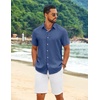 image:imageCOOFANDY Mens Casual Button Down Shirt Short Sleeve Summer Beach ShirtsBlue