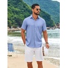 image:imageCOOFANDY Mens Casual Button Down Shirt Short Sleeve Summer Beach ShirtsLight Blue