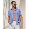 image:imageCOOFANDY Mens Casual Button Down Shirt Short Sleeve Summer Beach ShirtsLight Blue