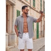 image:imageCOOFANDY Mens Casual Button Down Shirt Short Sleeve Summer Beach ShirtsLight Gray