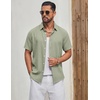 image:imageCOOFANDY Mens Casual Button Down Shirt Short Sleeve Summer Beach ShirtsLight Green
