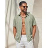 image:imageCOOFANDY Mens Casual Button Down Shirt Short Sleeve Summer Beach ShirtsLight Green