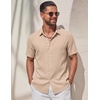 image:imageCOOFANDY Mens Casual Button Down Shirt Short Sleeve Summer Beach ShirtsLight Khaki