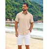 image:imageCOOFANDY Mens Casual Button Down Shirt Short Sleeve Summer Beach ShirtsLight Khaki