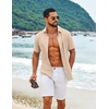 image:imageCOOFANDY Mens Casual Button Down Shirt Short Sleeve Summer Beach ShirtsLight Khaki