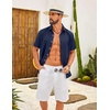 image:imageCOOFANDY Mens Casual Button Down Shirt Short Sleeve Summer Beach ShirtsNavy Blue