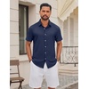 image:imageCOOFANDY Mens Casual Button Down Shirt Short Sleeve Summer Beach ShirtsNavy Blue