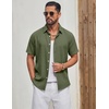 image:imageCOOFANDY Mens Casual Button Down Shirt Short Sleeve Summer Beach ShirtsOlive Green
