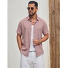 image:imageCOOFANDY Mens Casual Button Down Shirt Short Sleeve Summer Beach ShirtsPink