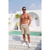 image:imageCOOFANDY Mens Casual Cotton Linen Shorts Elastic Waist Drawstring ShortsBeige