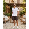 image:imageCOOFANDY Mens Casual Cotton Linen Shorts Elastic Waist Drawstring ShortsBrown