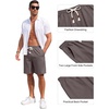 image:imageCOOFANDY Mens Casual Cotton Linen Shorts Elastic Waist Drawstring ShortsDark Grey