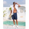 image:imageCOOFANDY Mens Casual Cotton Linen Shorts Elastic Waist Drawstring ShortsDenim Blue