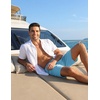 image:imageCOOFANDY Mens Casual Cotton Linen Shorts Elastic Waist Drawstring ShortsLight Blue
