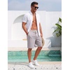image:imageCOOFANDY Mens Casual Cotton Linen Shorts Elastic Waist Drawstring ShortsLight Grey