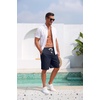 image:imageCOOFANDY Mens Casual Cotton Linen Shorts Elastic Waist Drawstring ShortsNavy Blue