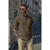 image:imageCOOFANDY Mens Casual Henley Shirt Short Sleeve Cotton Band Collar ShirtArmy Green
