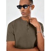 image:imageCOOFANDY Mens Casual Henley Shirt Short Sleeve Cotton Band Collar ShirtArmy Green
